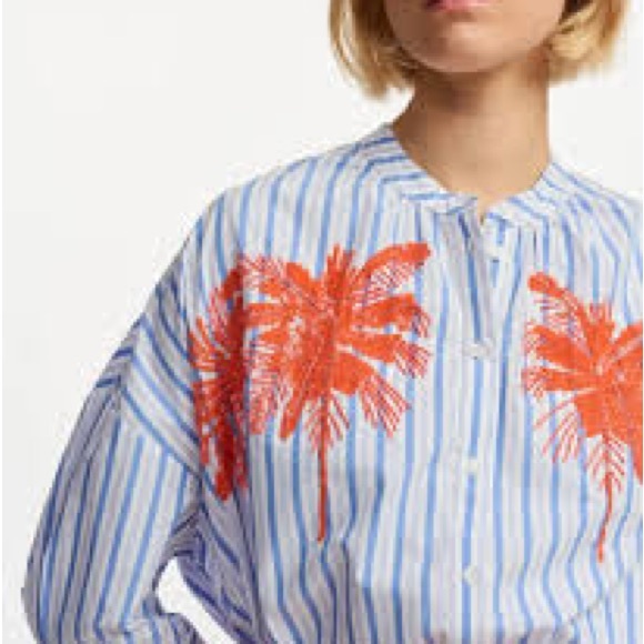 Robert Graham Striped Button-Down Shirt with Red Palm Embroidery - Picture 9 of 10